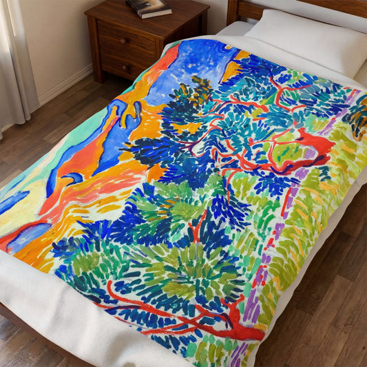 Derain, André - Mountains at Collioure (1905) - Velveteen Plush Blanket