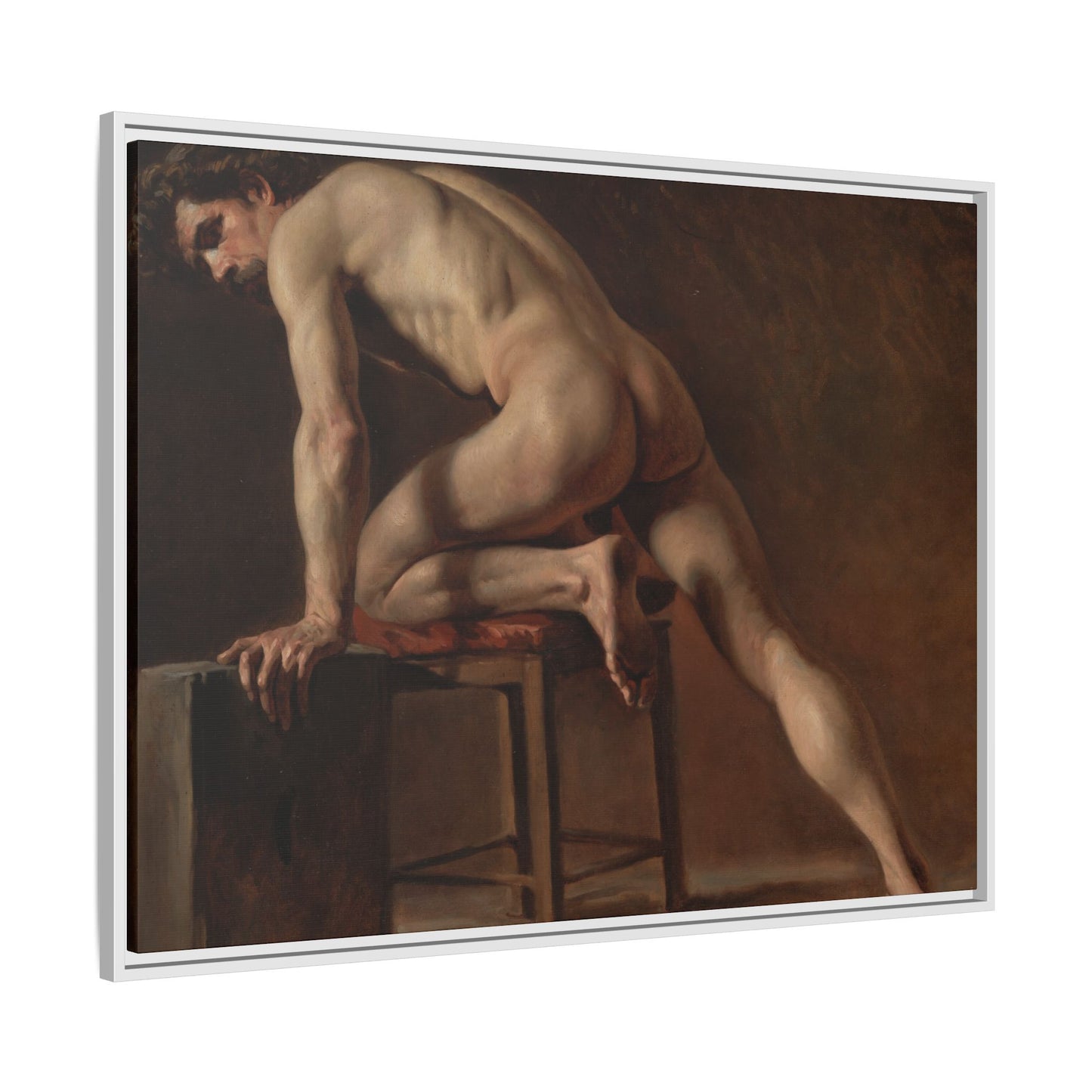 Courbet, Gustave - Study of a Nude Man (1840) - Matte Canvas, Framed
