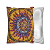 Solar Disc Mandala - Suede Square Pillowcase