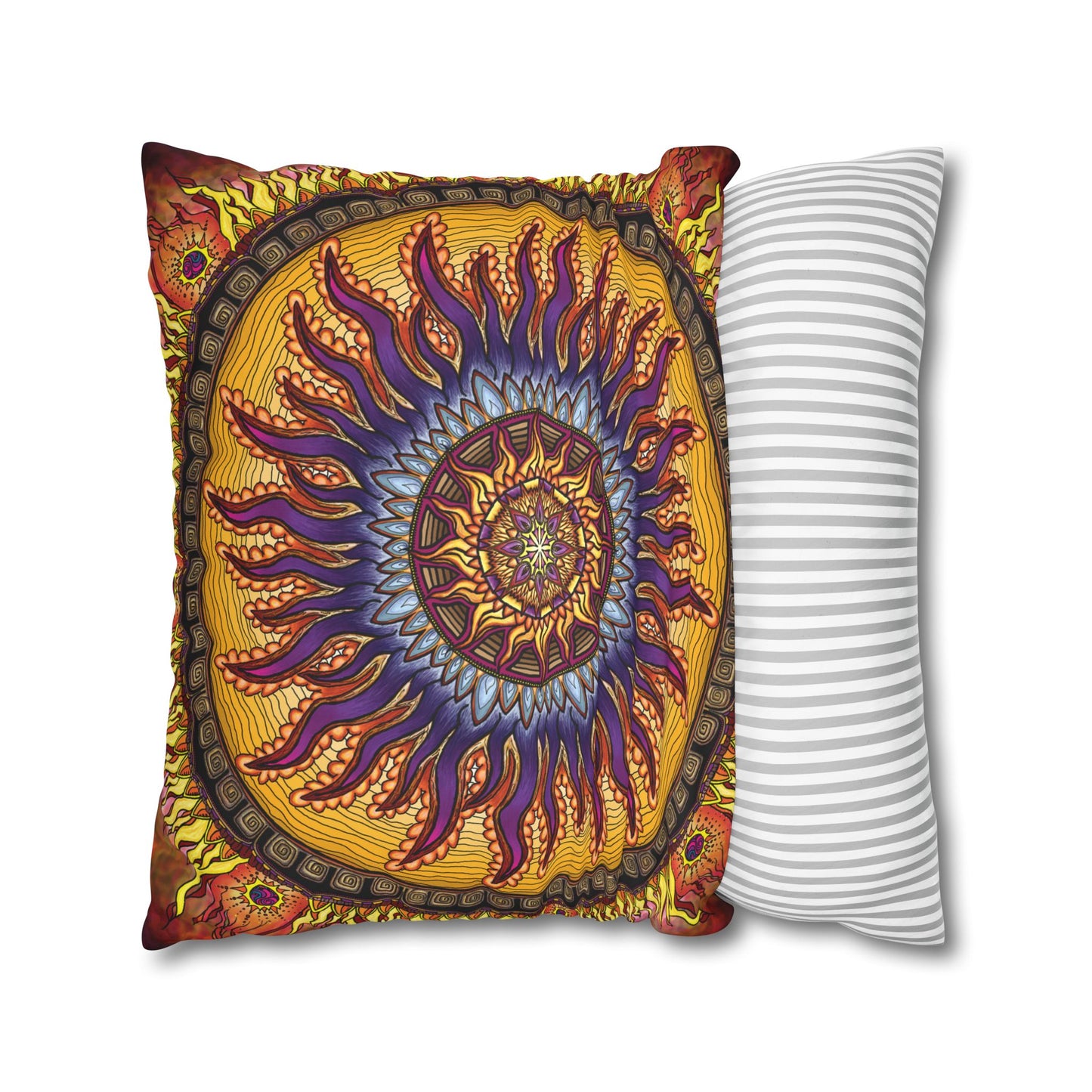 Pacio, Adam - Solar Disc Mandala - Suede Square Pillowcase