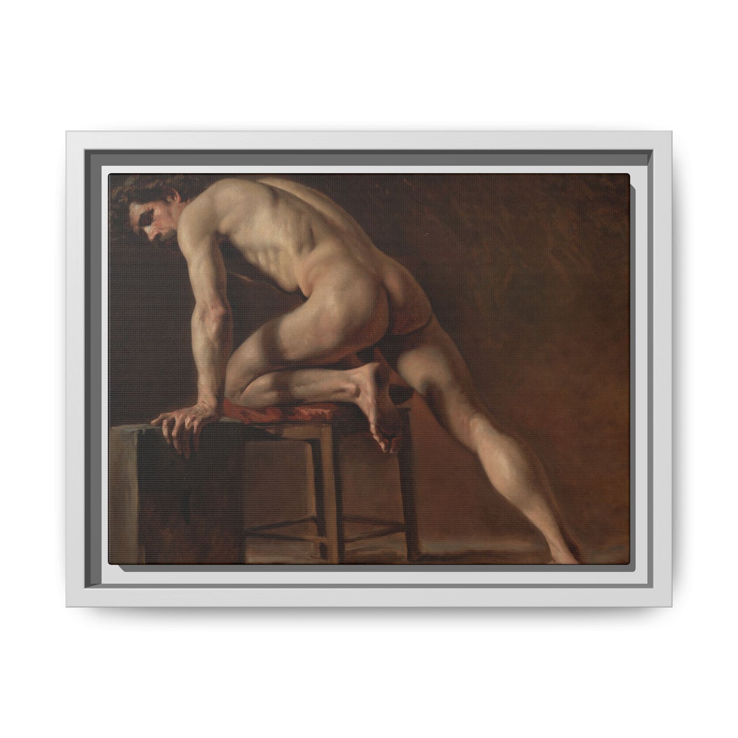 Courbet, Gustave - Study of a Nude Man (1840) - Matte Canvas, Framed