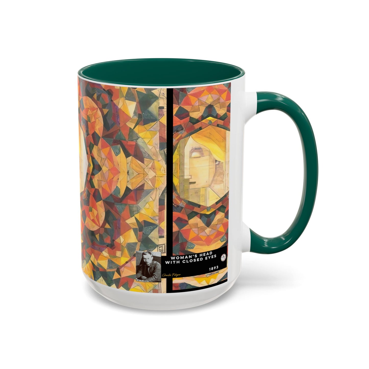 Filiger, Charles - Woman’s Head with Closed Eyes (1893) - Colorful Accent Mugs