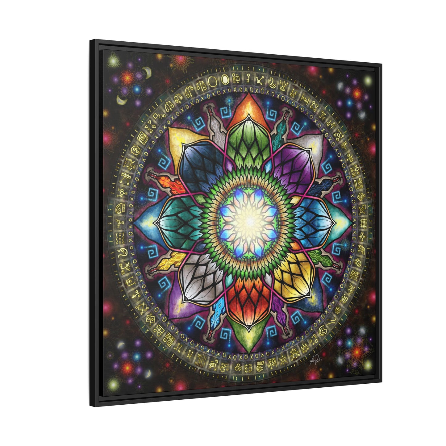 Mystic Jewel Mandala - Framed Matte Canvas