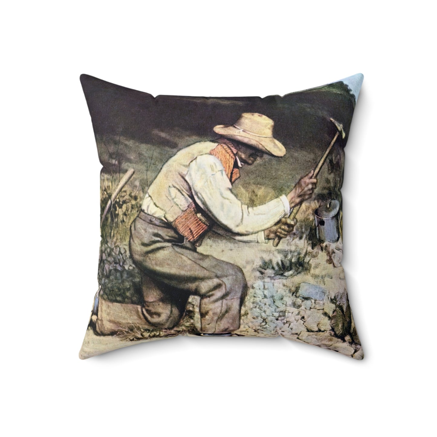 Courbet, Gustave - The Stone Breakers (1850) - Suede Square Pillow