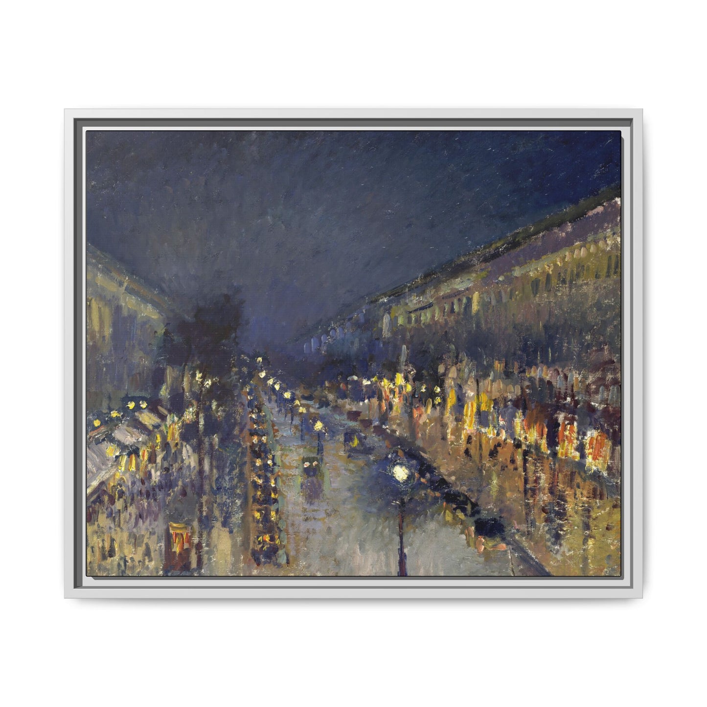 Pissarro, Camille - The Boulevard Montmartre At Night (1897) - Matte Canvas, Framed