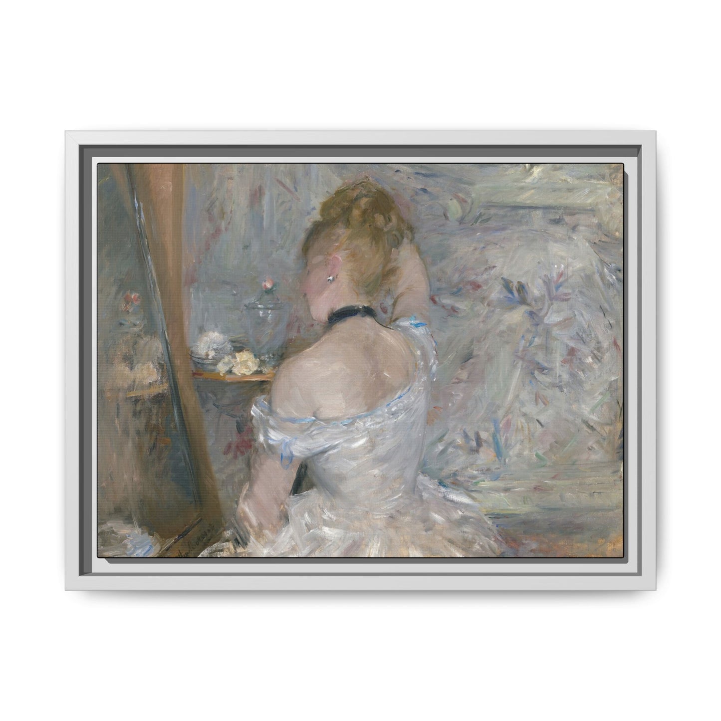 Morisot, Berthe - Woman at Her Toilette (1880) - Matte Canvas, Framed