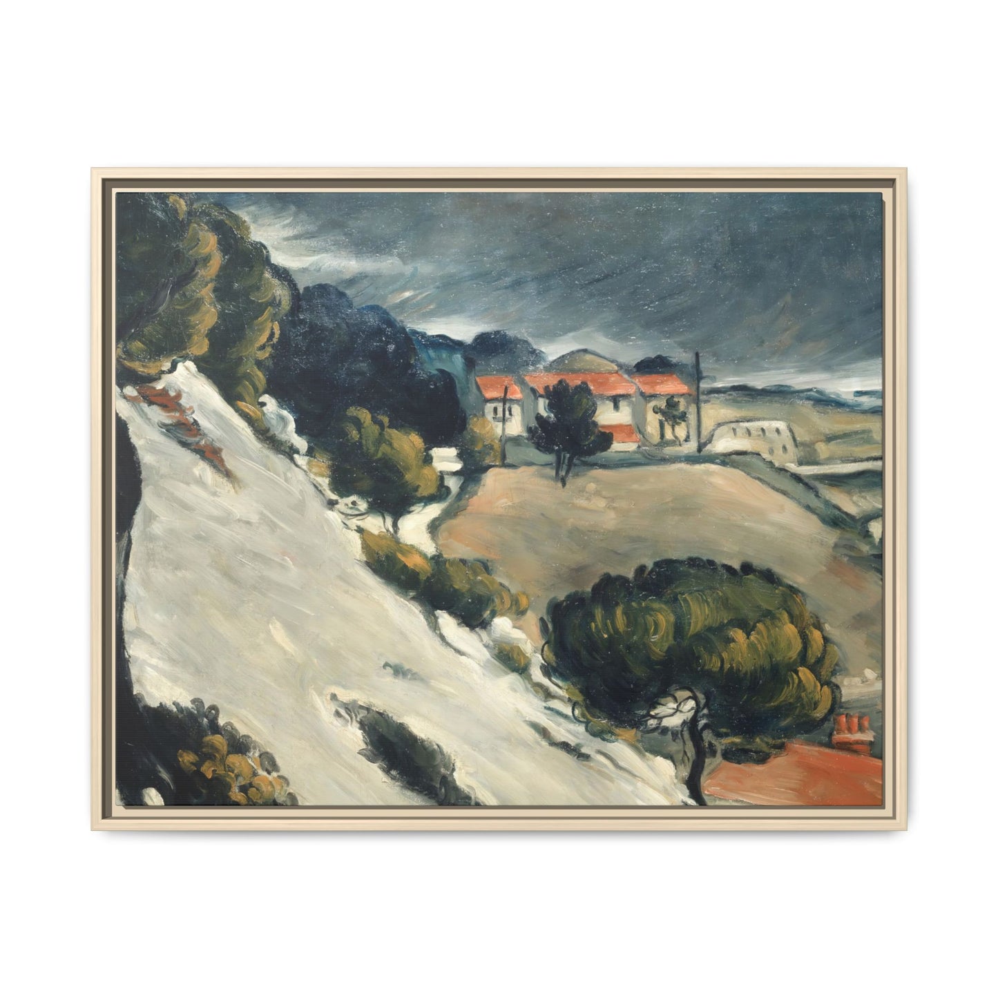 Cézanne, Paul - L’Estaque, Melting Snow (1870) - Matte Canvas, Framed