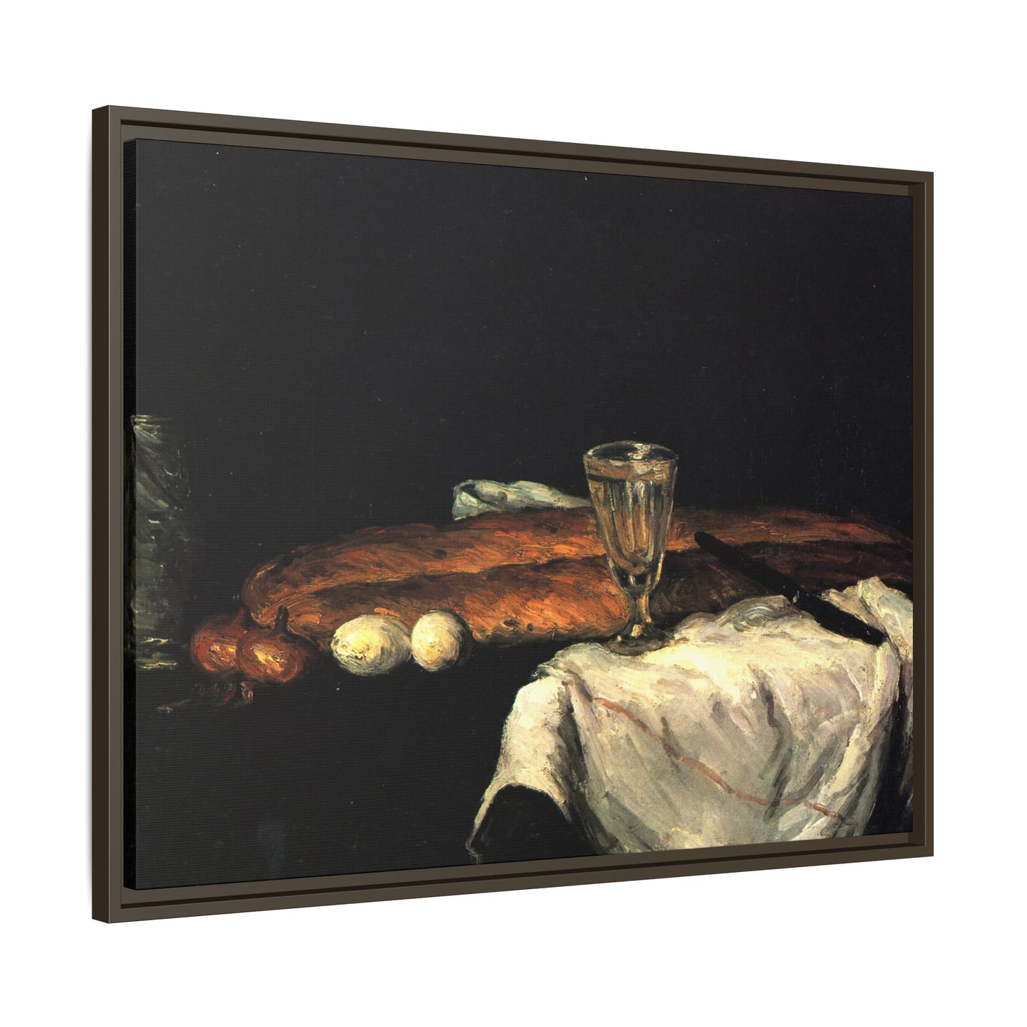 Cézanne, Paul - Still Life with Bread and Eggs (1865) - Matte Canvas, Framed