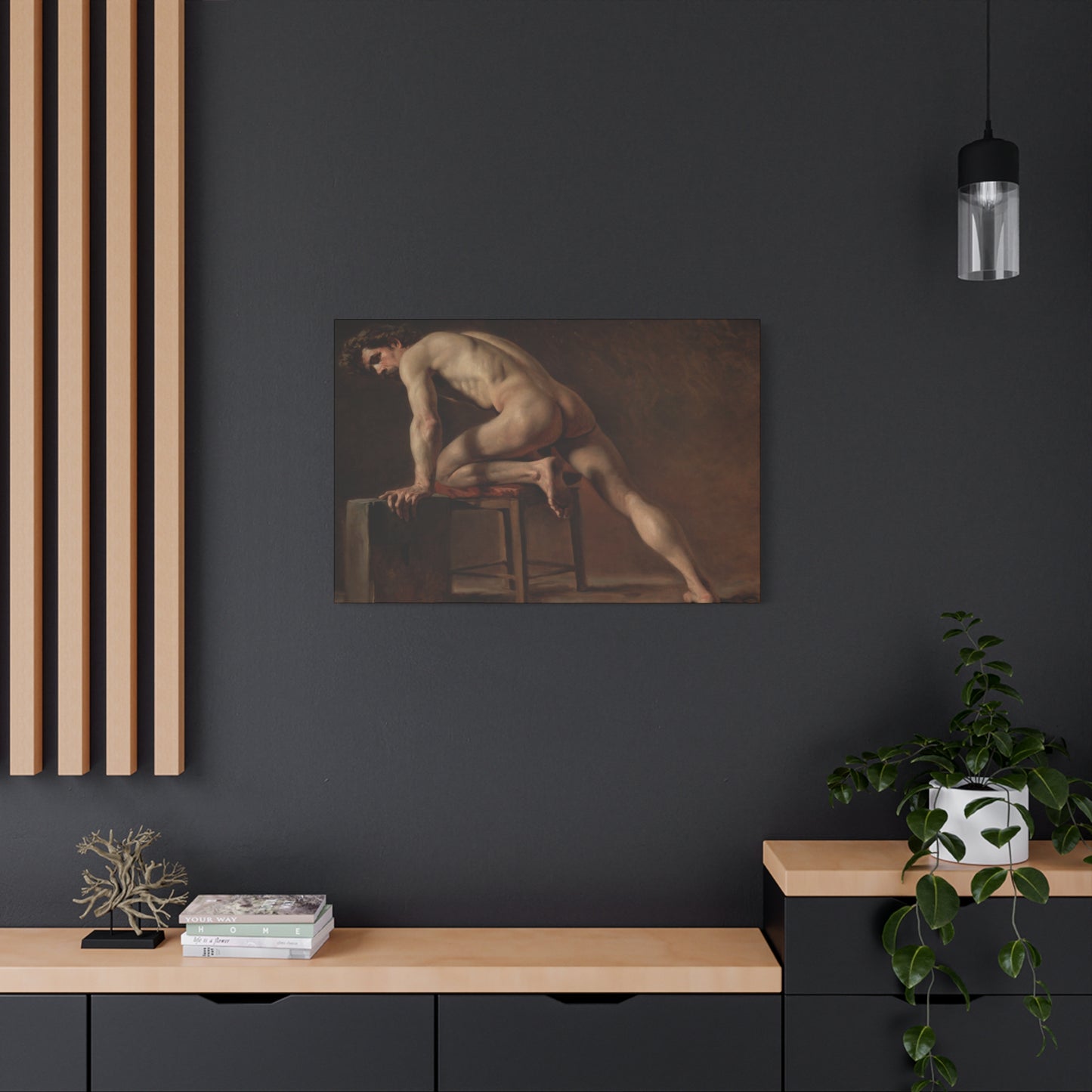 Courbet, Gustave - Study of a Nude Man (1840) - Canvas Block, unframed
