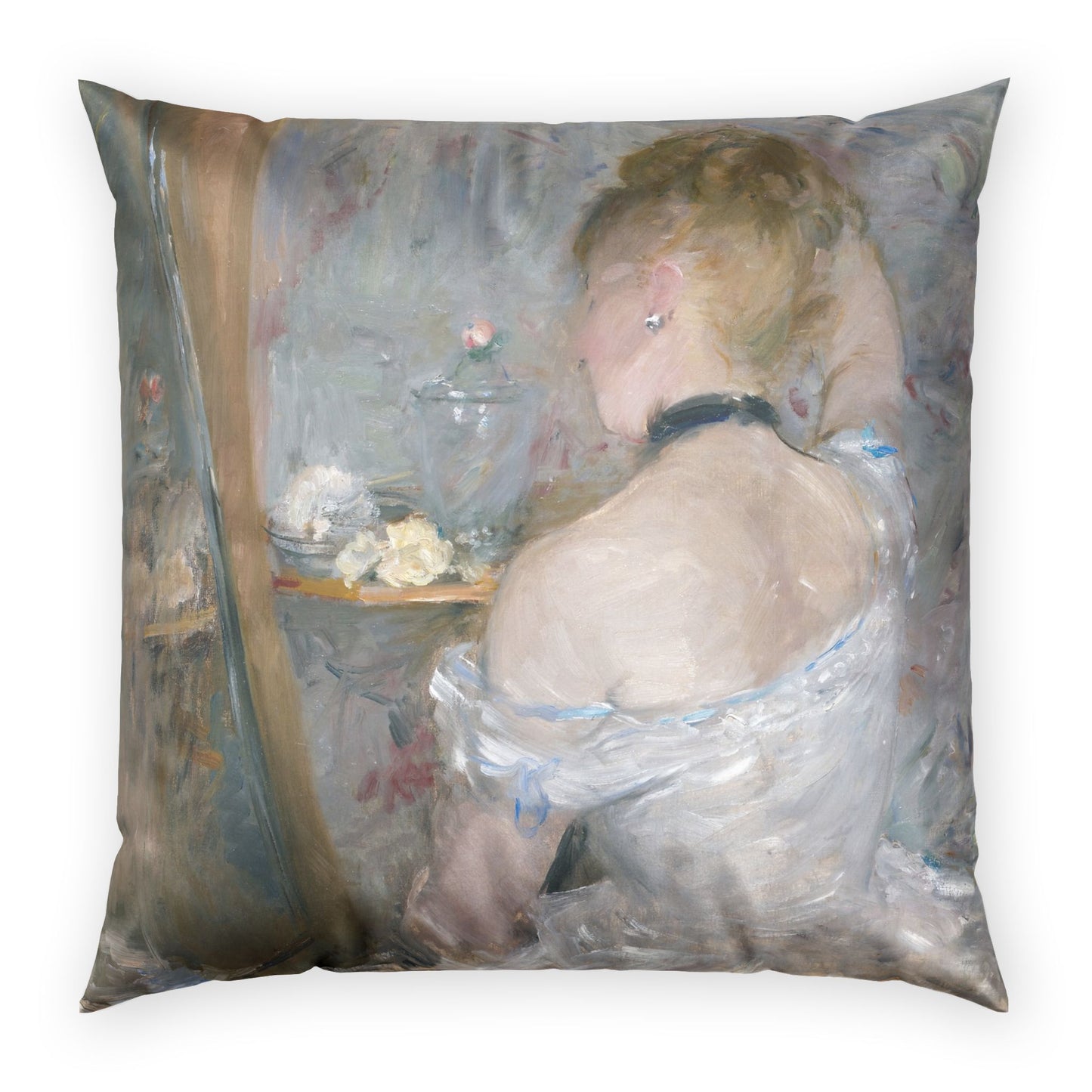 Morisot, Berthe - Woman at Her Toilette (1880) - Poly Velvet Pillow