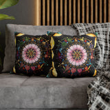 Obsidian Grandmothers Mandala - Suede Square Pillowcase