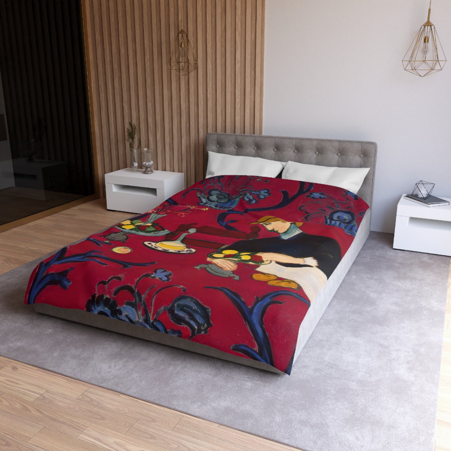 Matisse, Henri - The Dessert Harmony in Red (1908) - Microfiber Duvet Cover