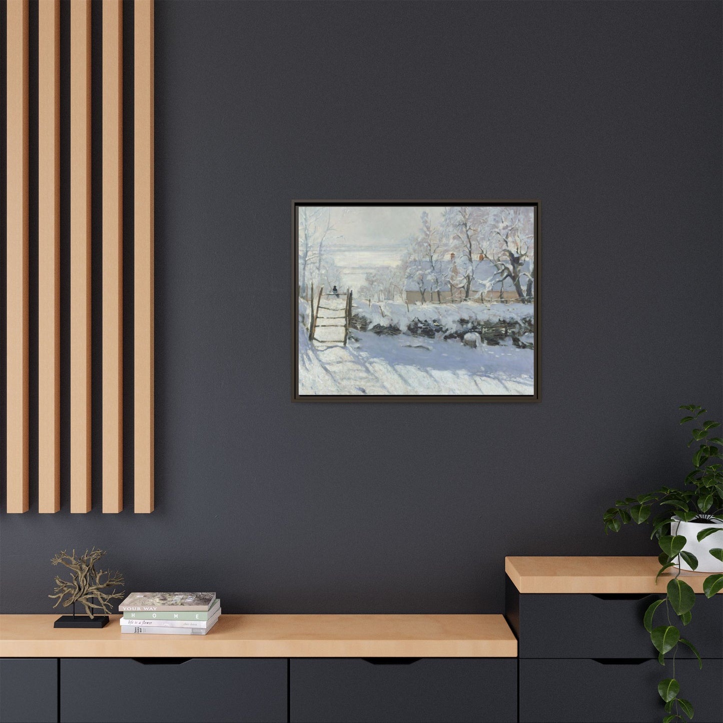 Monet, Claude - The Magpie (1868) - Matte Canvas, Framed