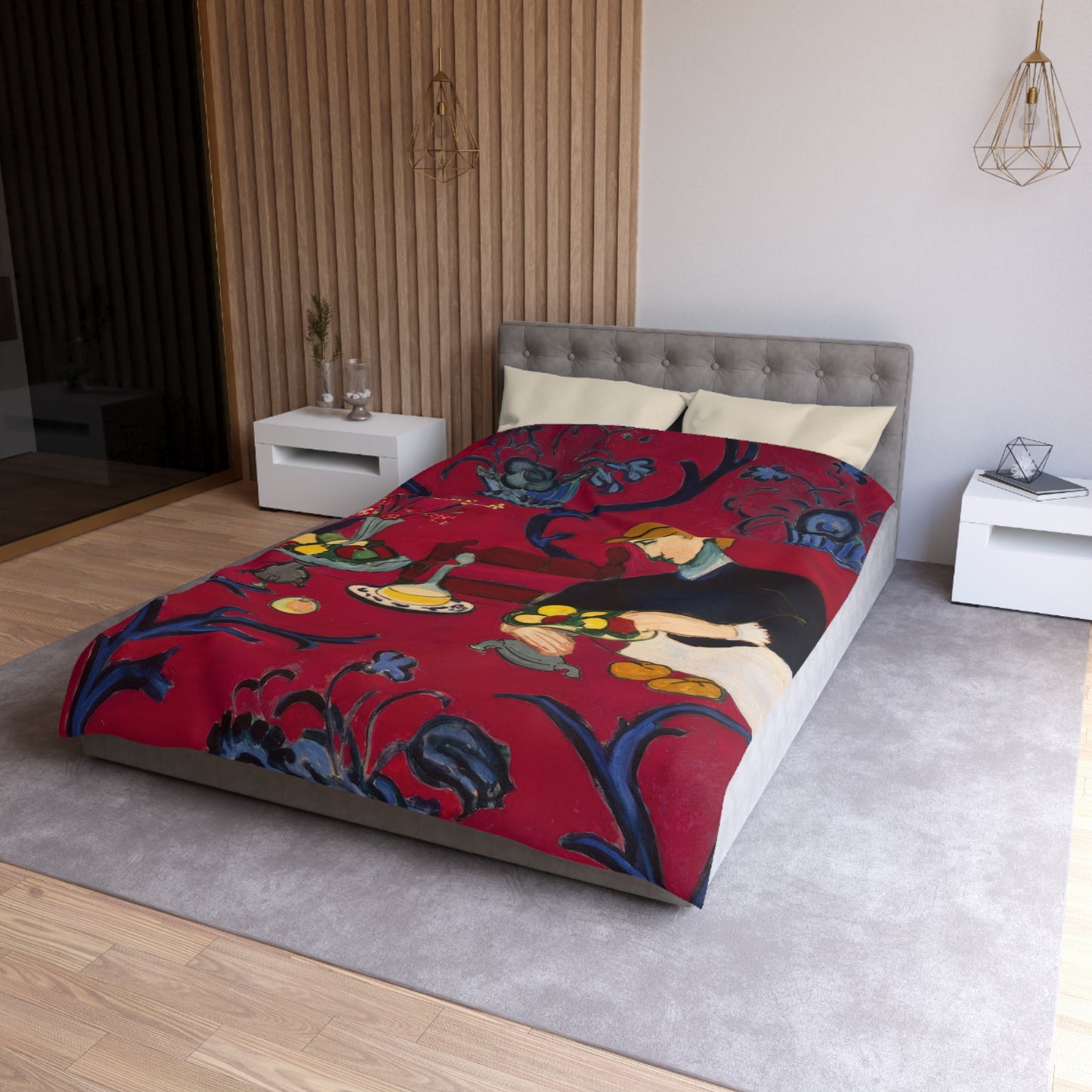 Matisse, Henri - The Dessert Harmony in Red (1908) - Microfiber Duvet Cover