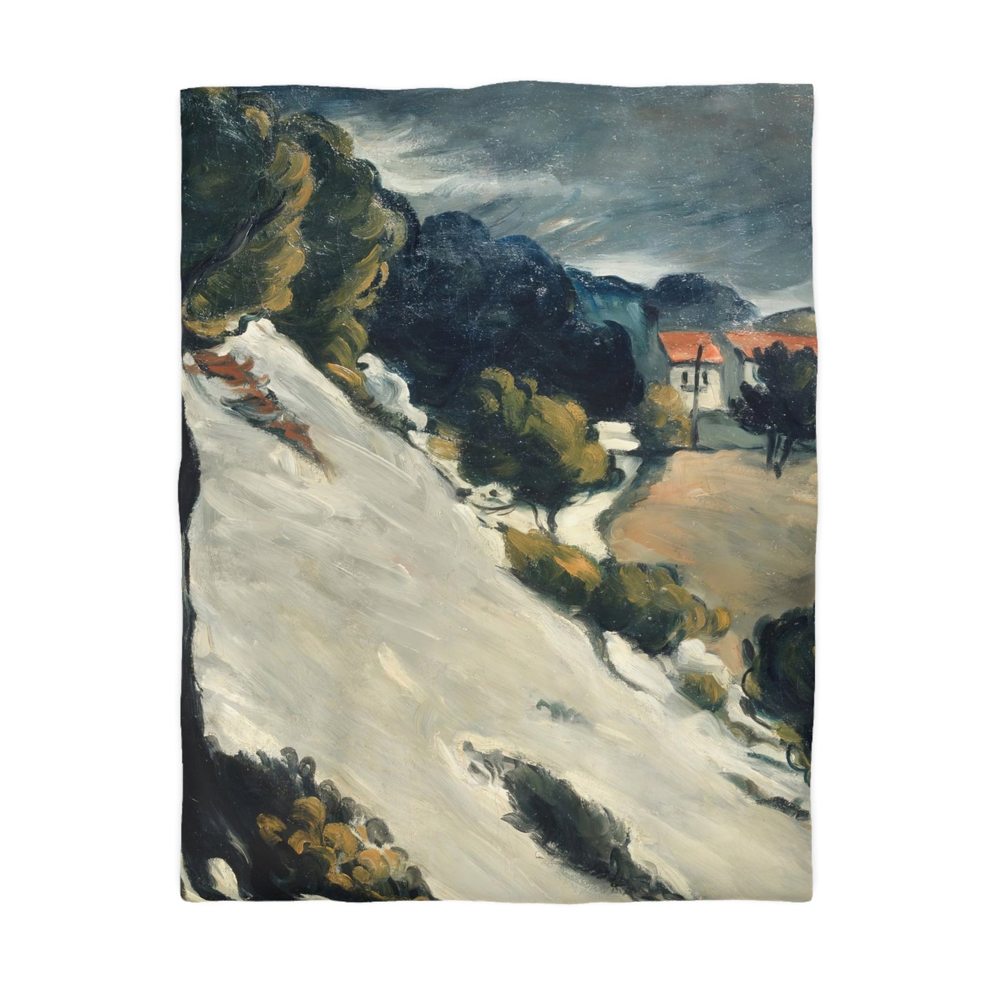 Cézanne, Paul - L’Estaque, Melting Snow (1870) - Microfiber Duvet Cover