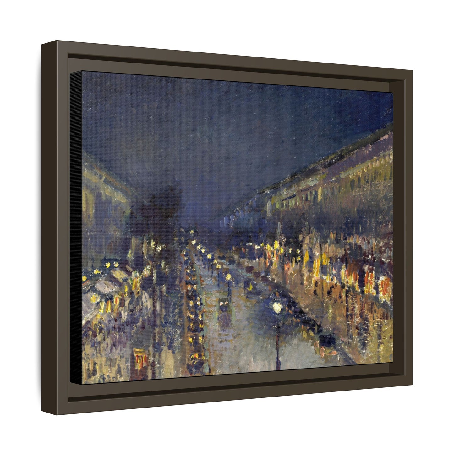 Pissarro, Camille - The Boulevard Montmartre At Night (1897) - Matte Canvas, Framed