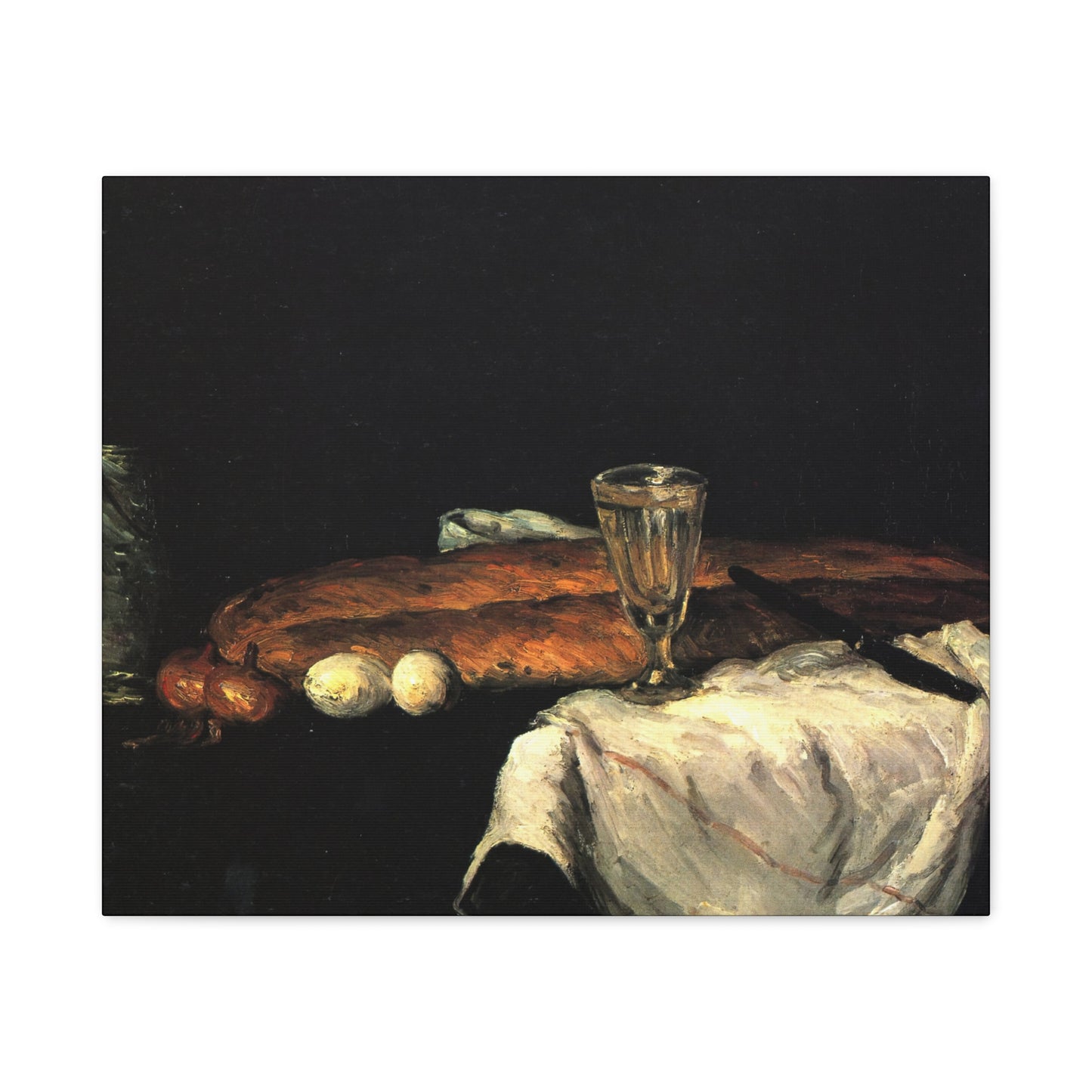 Cézanne, Paul - Still Life with Bread and Eggs (1865) - Canvas Block, unframed