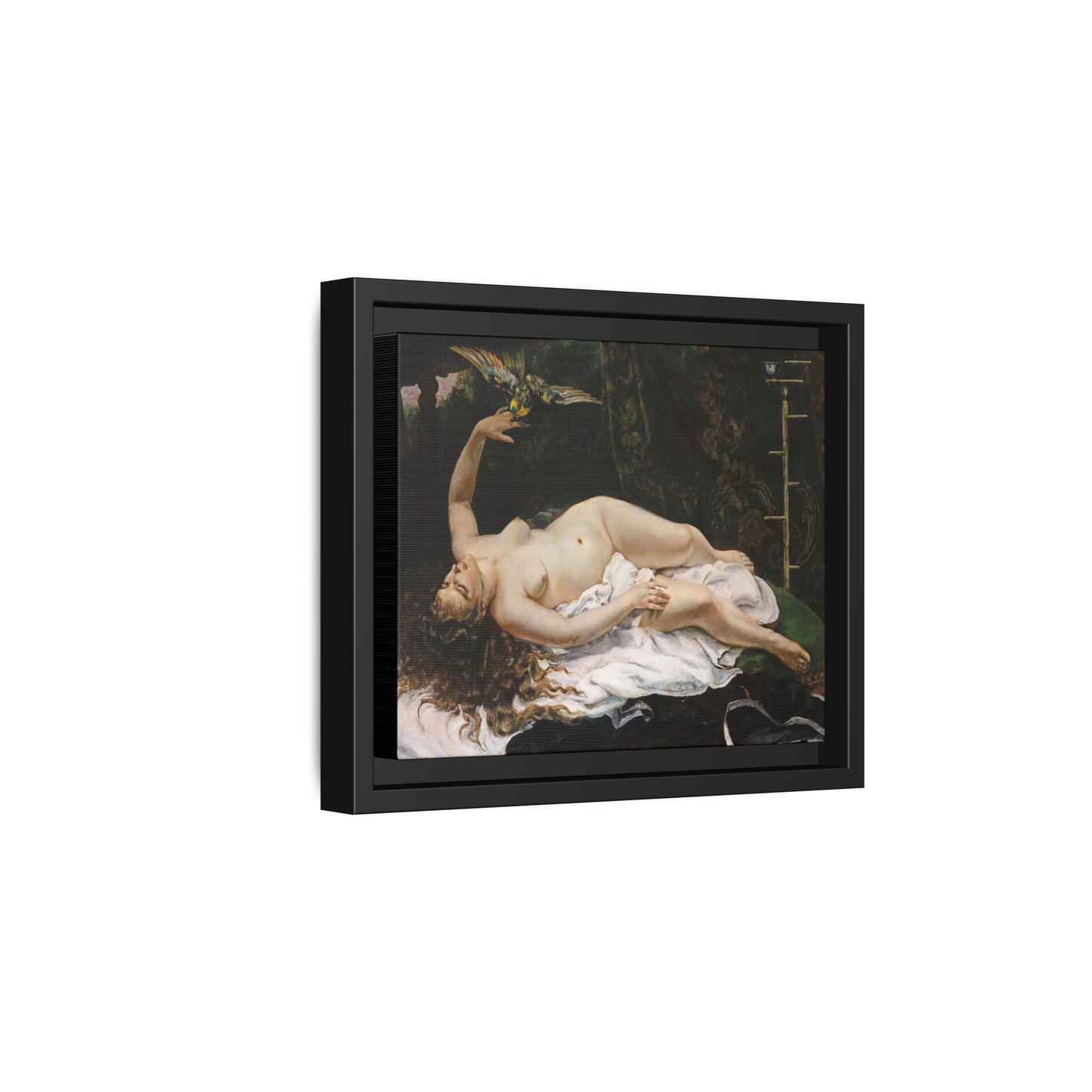 Courbet, Gustave - Woman with a Parrot (1866) - Matte Canvas, Framed