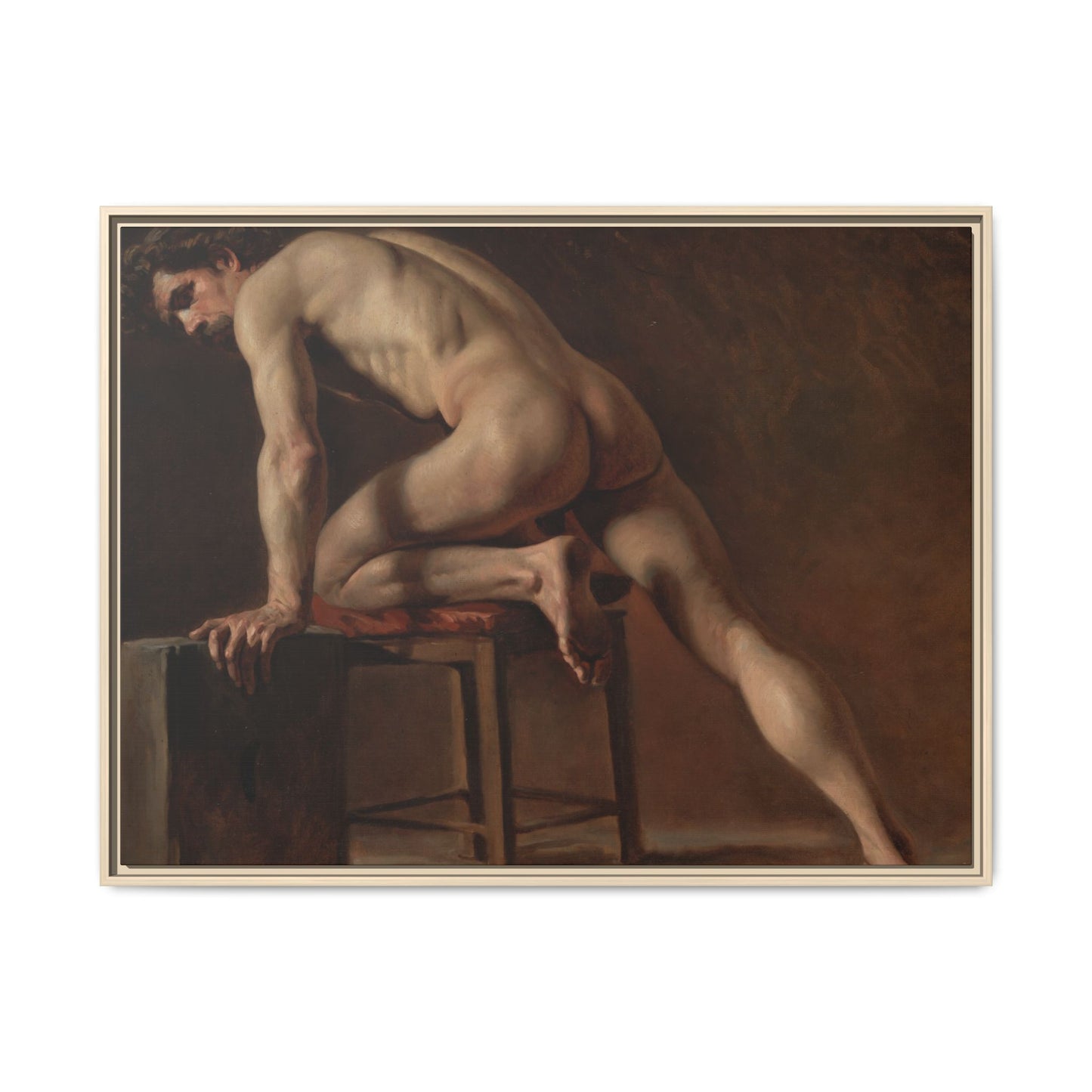 Courbet, Gustave - Study of a Nude Man (1840) - Matte Canvas, Framed