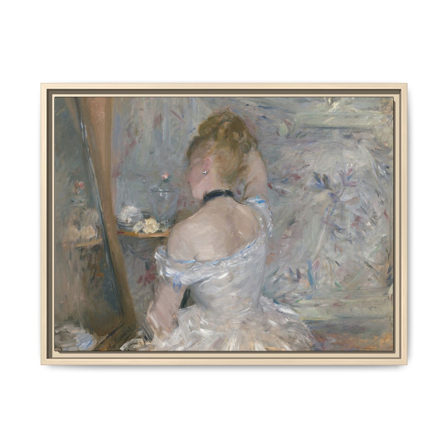 Morisot, Berthe - Woman at Her Toilette (1880) - Matte Canvas, Framed