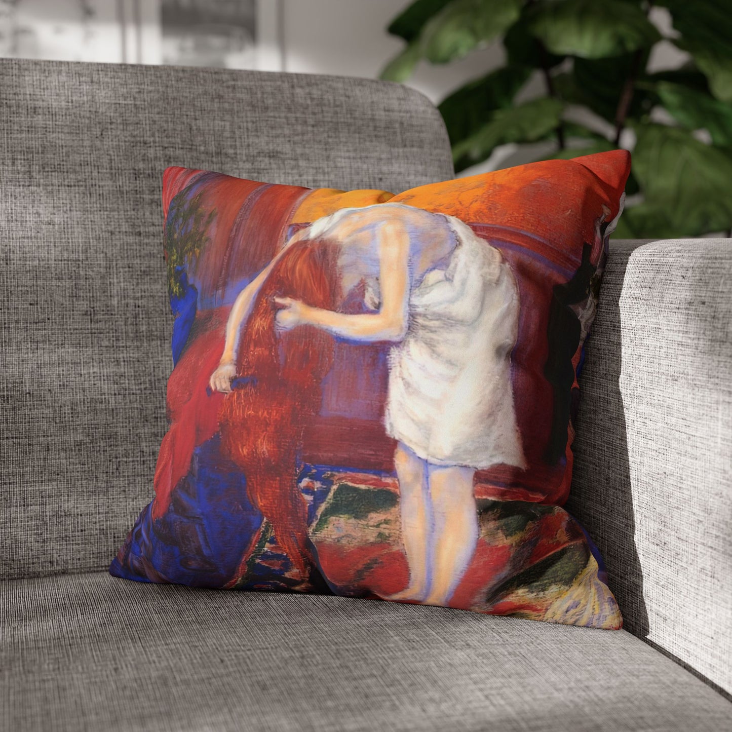 Ranson, Paul - The Golden Head of Hair (1909) - Suede Square Pillowcase