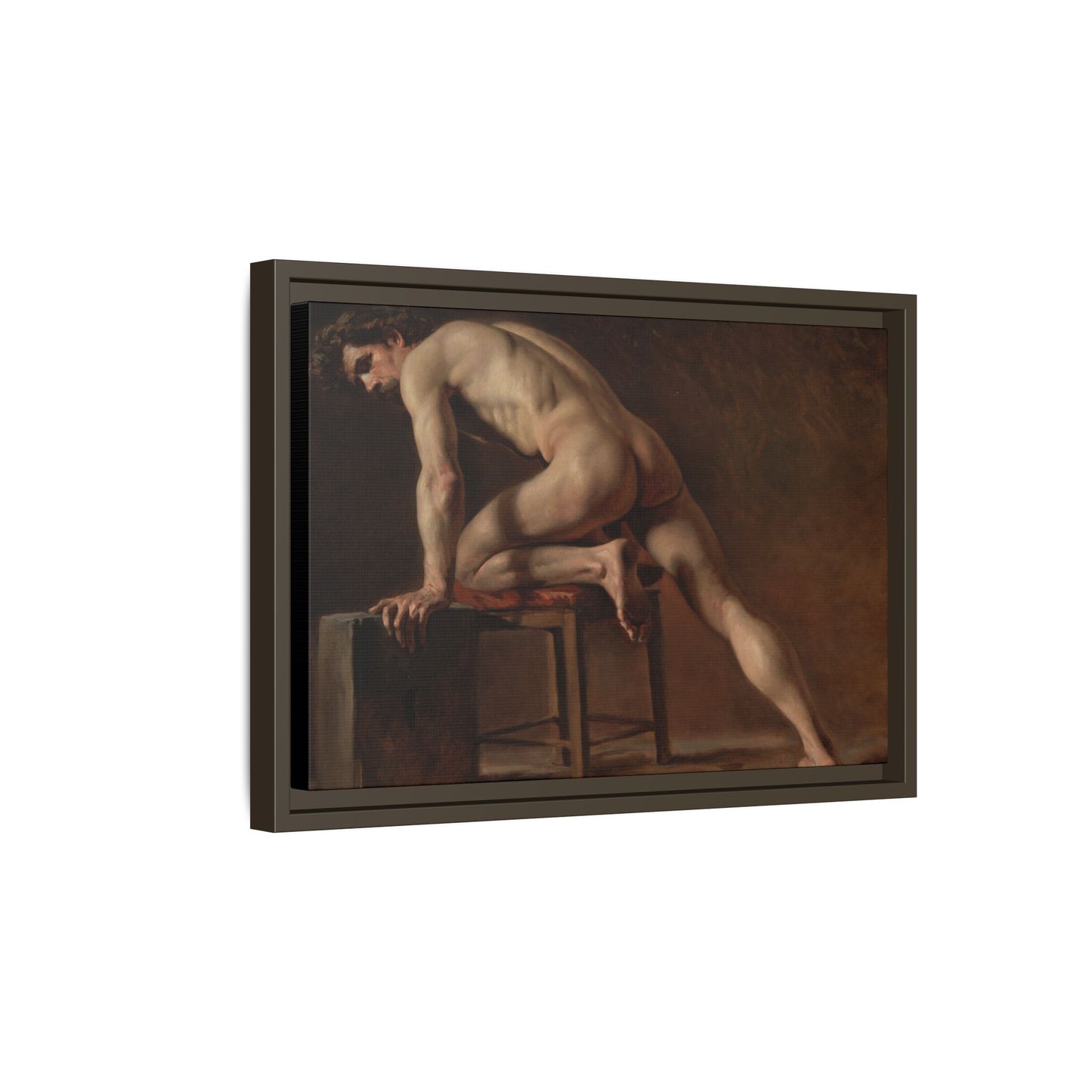 Courbet, Gustave - Study of a Nude Man (1840) - Matte Canvas, Framed