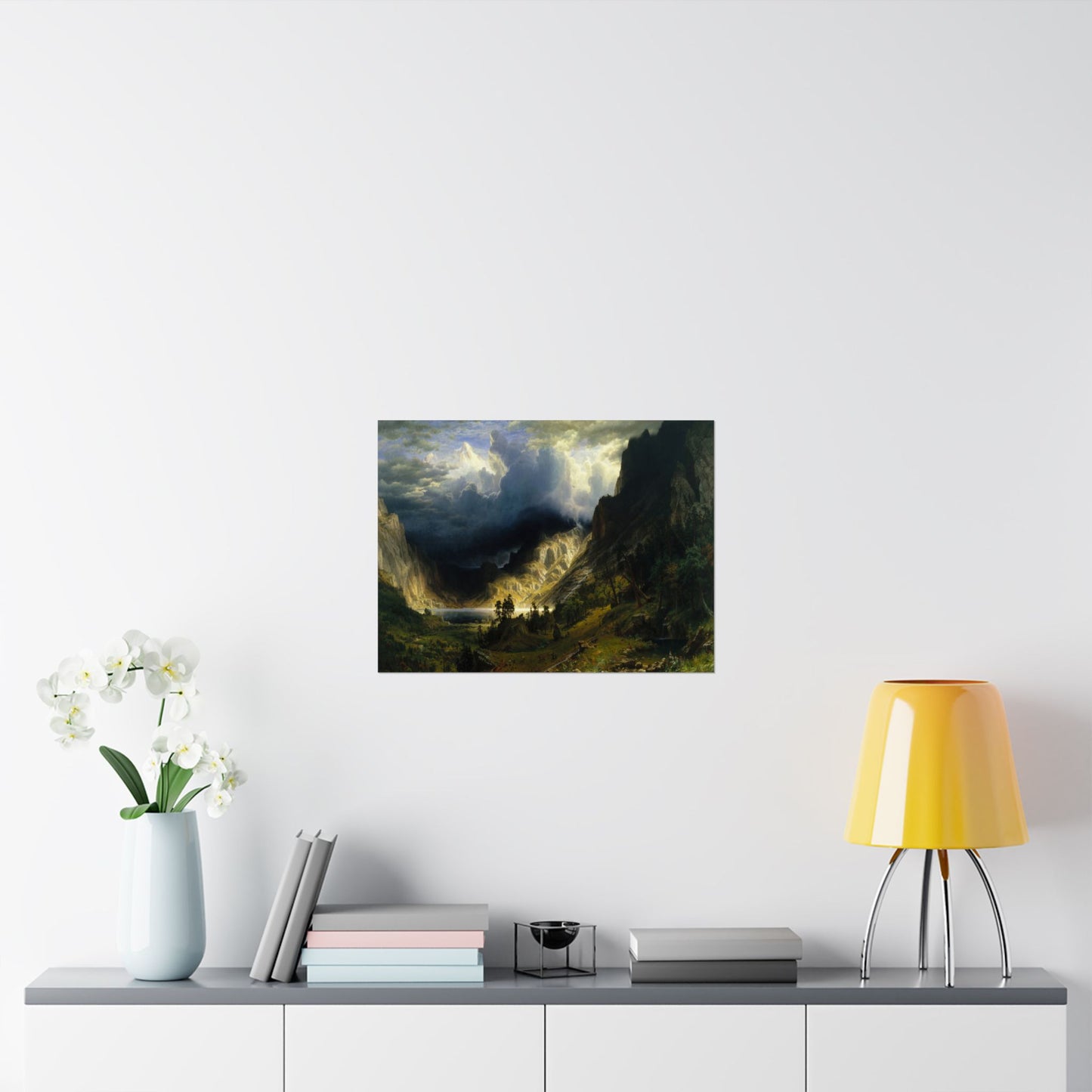 Bierstadt, Albert - A Storm in the Rocky Mountains, Mt. Rosalie (1866) - Satin Posters