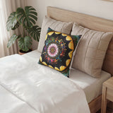 Obsidian Grandmothers Mandala - Poly Velvet Pillow