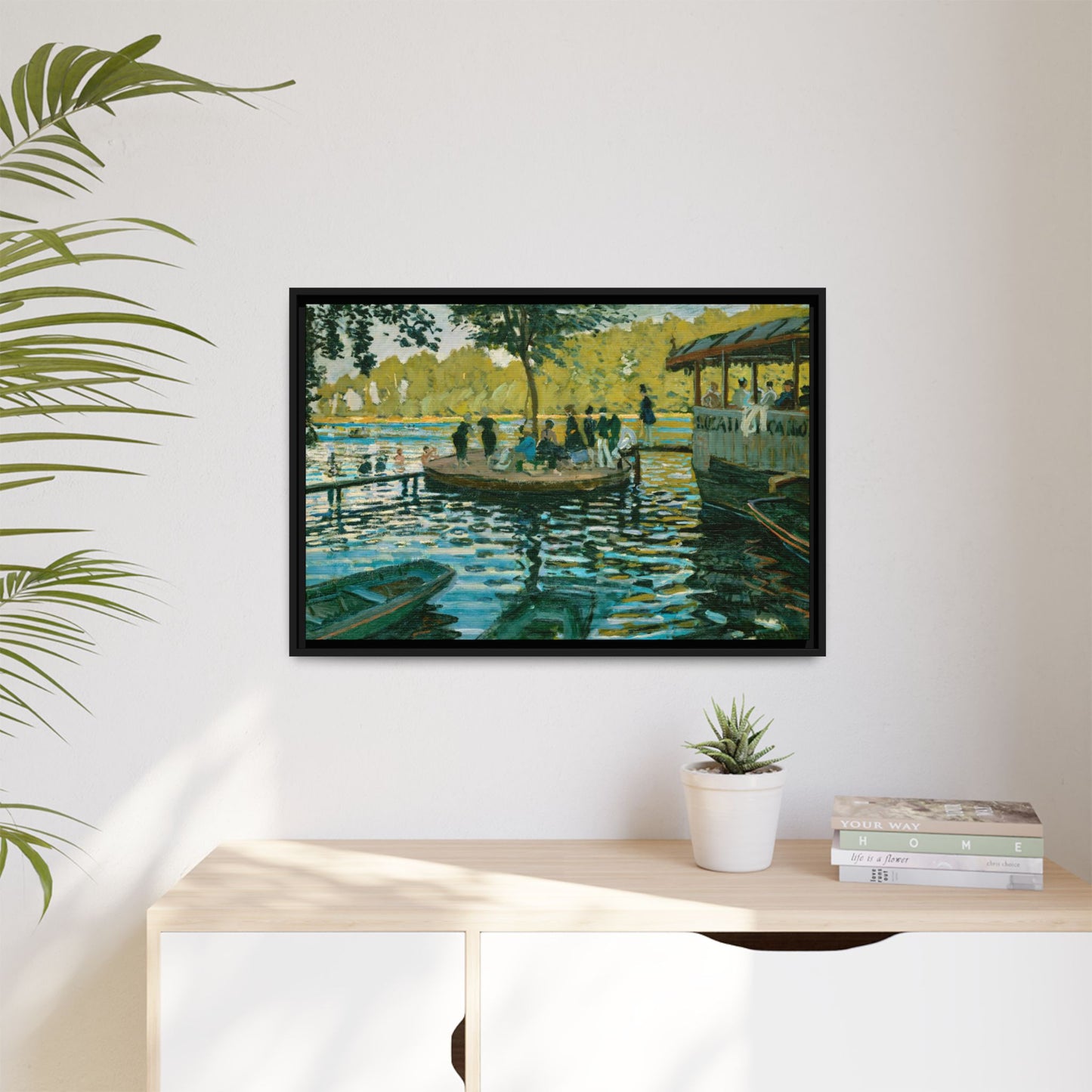 Monet, Claude - La Grenouillere (1869) - Matte Canvas, Framed