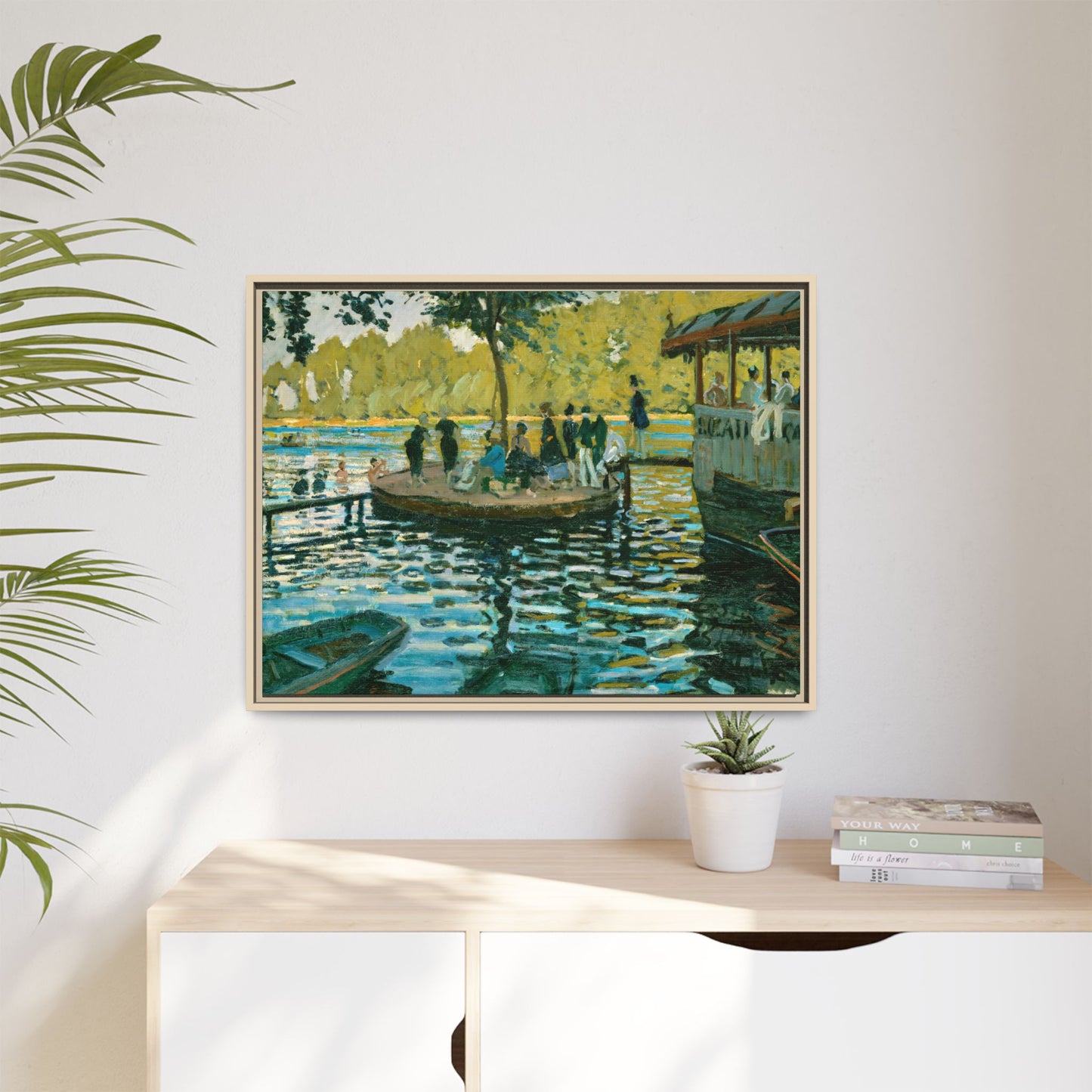 Monet, Claude - La Grenouillere (1869) - Matte Canvas, Framed