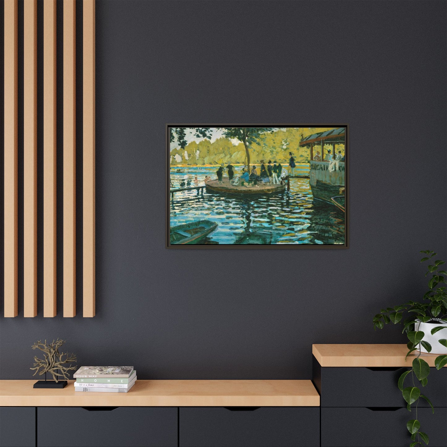 Monet, Claude - La Grenouillere (1869) - Matte Canvas, Framed