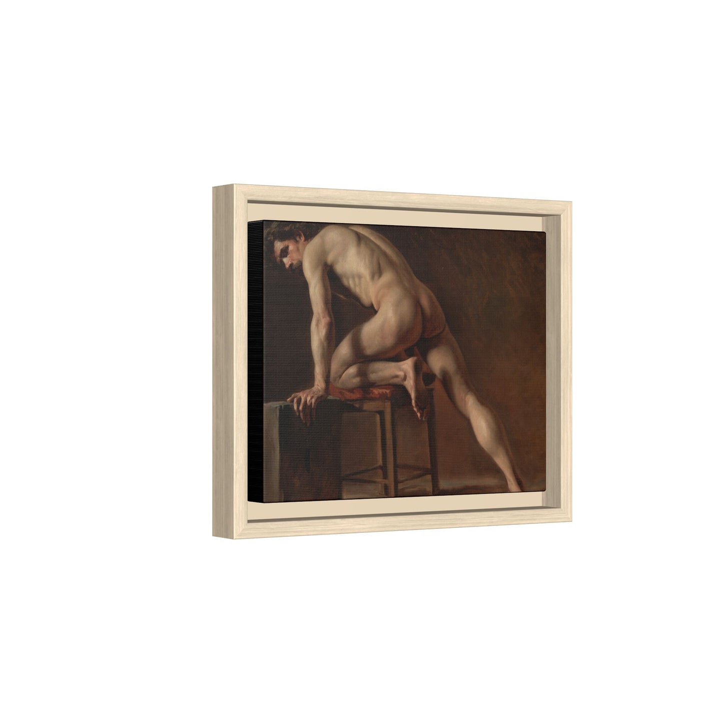 Courbet, Gustave - Study of a Nude Man (1840) - Matte Canvas, Framed