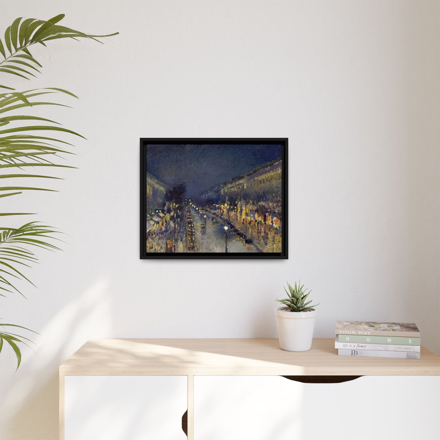 Pissarro, Camille - The Boulevard Montmartre At Night (1897) - Matte Canvas, Framed