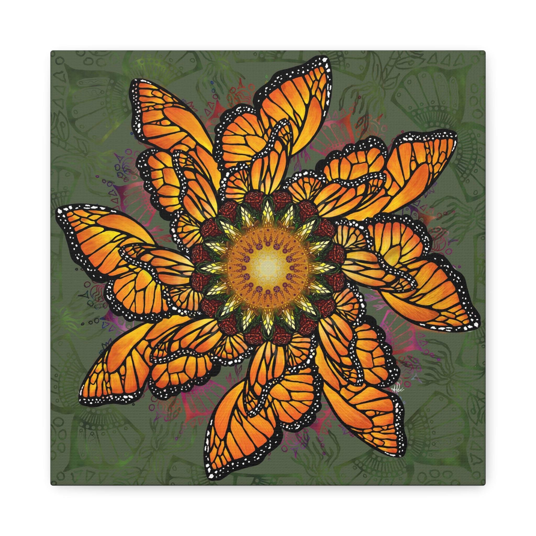 Monarch Butterfly Mandala A - Canvas