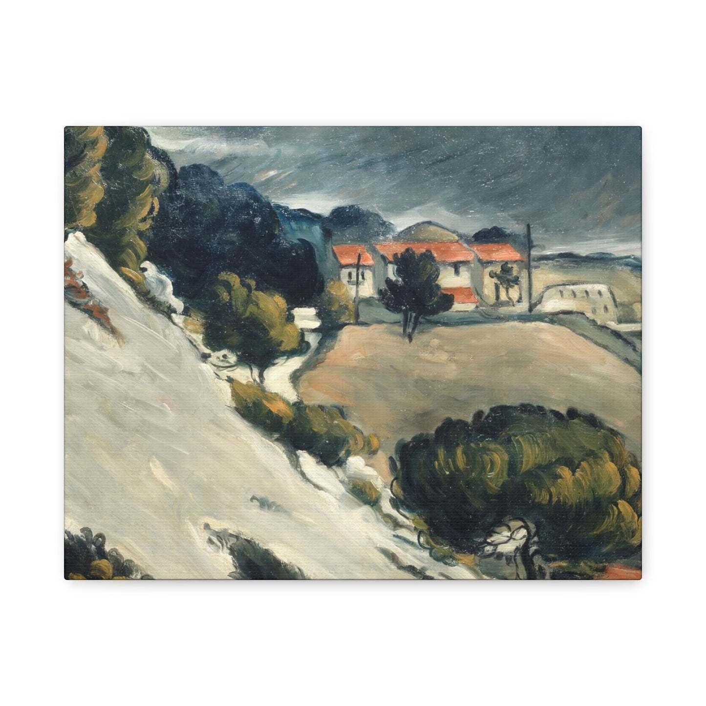 Cézanne, Paul - L’Estaque, Melting Snow (1870) - Canvas Block, unframed