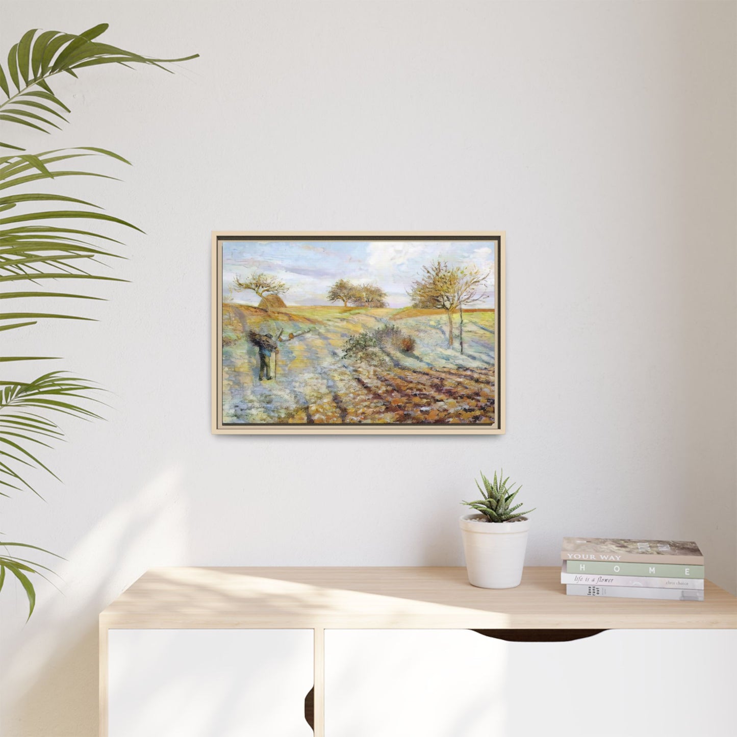 Pissarro, Camille - Hoarfrost (1873) - Matte Canvas, Framed