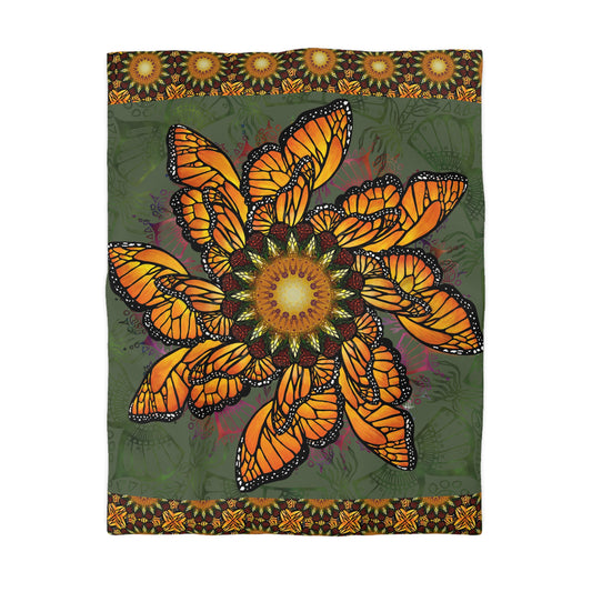 Monarch Butterfly Mandala - Microfiber Duvet Cover