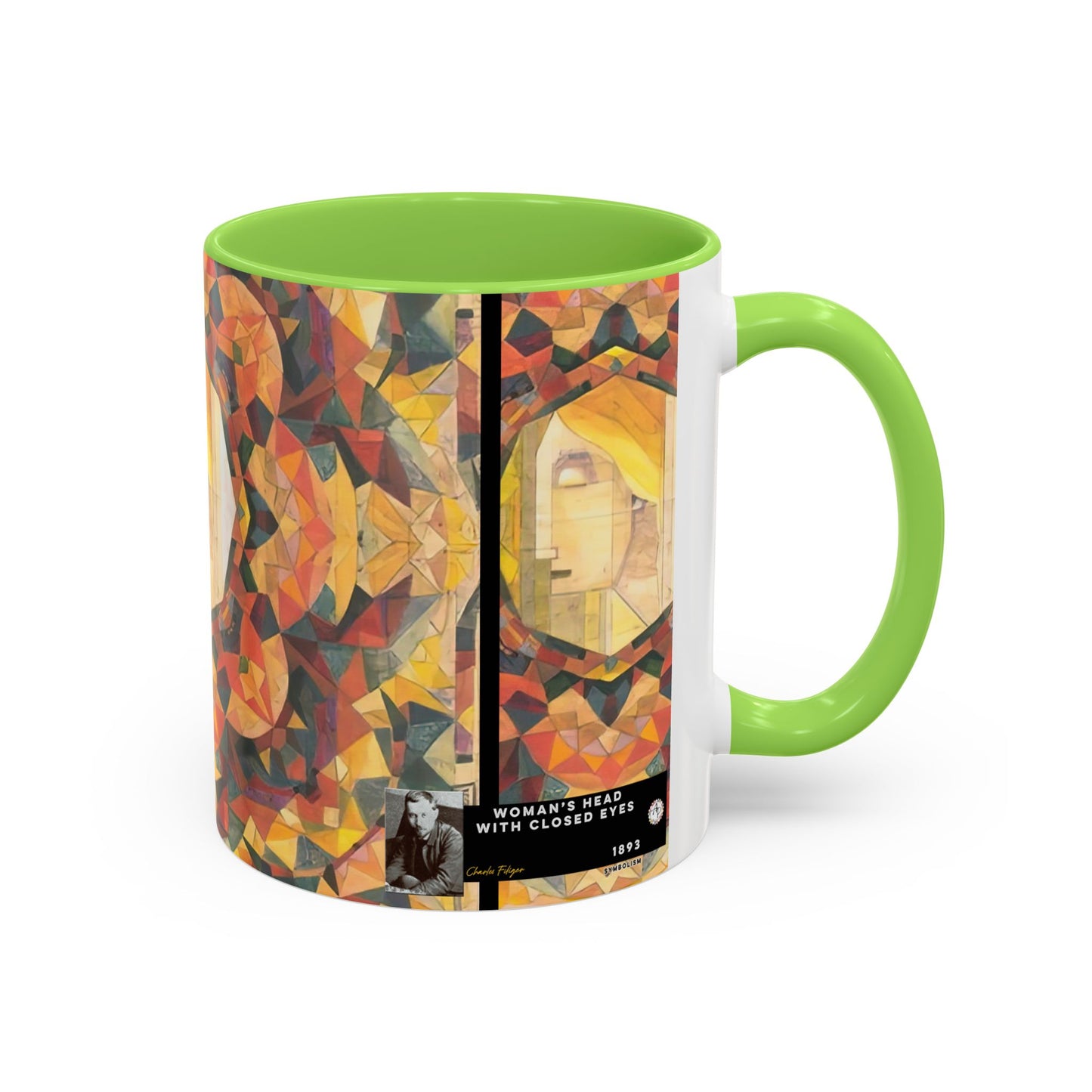 Filiger, Charles - Woman’s Head with Closed Eyes (1893) - Colorful Accent Mugs