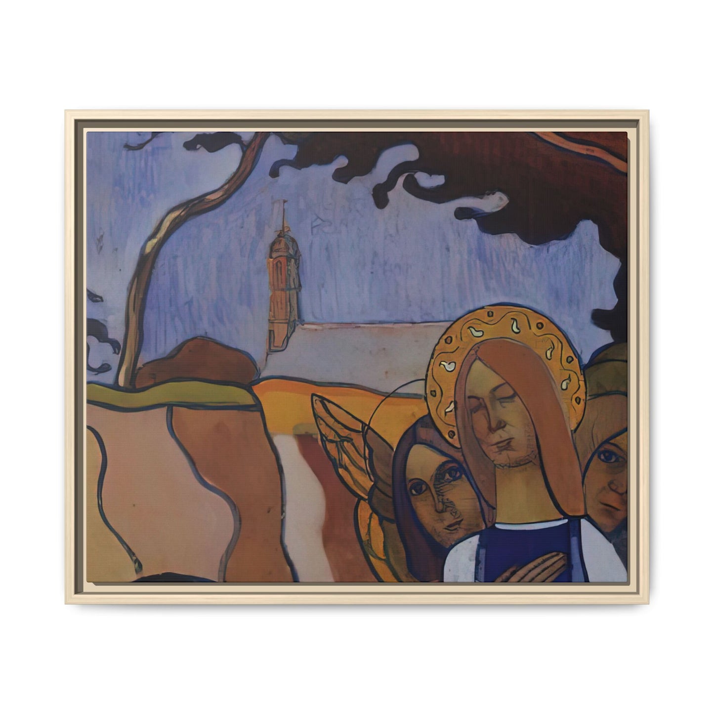 Filiger, Charles - Virgin and Two Angels (1895) - Matte Canvas, Framed