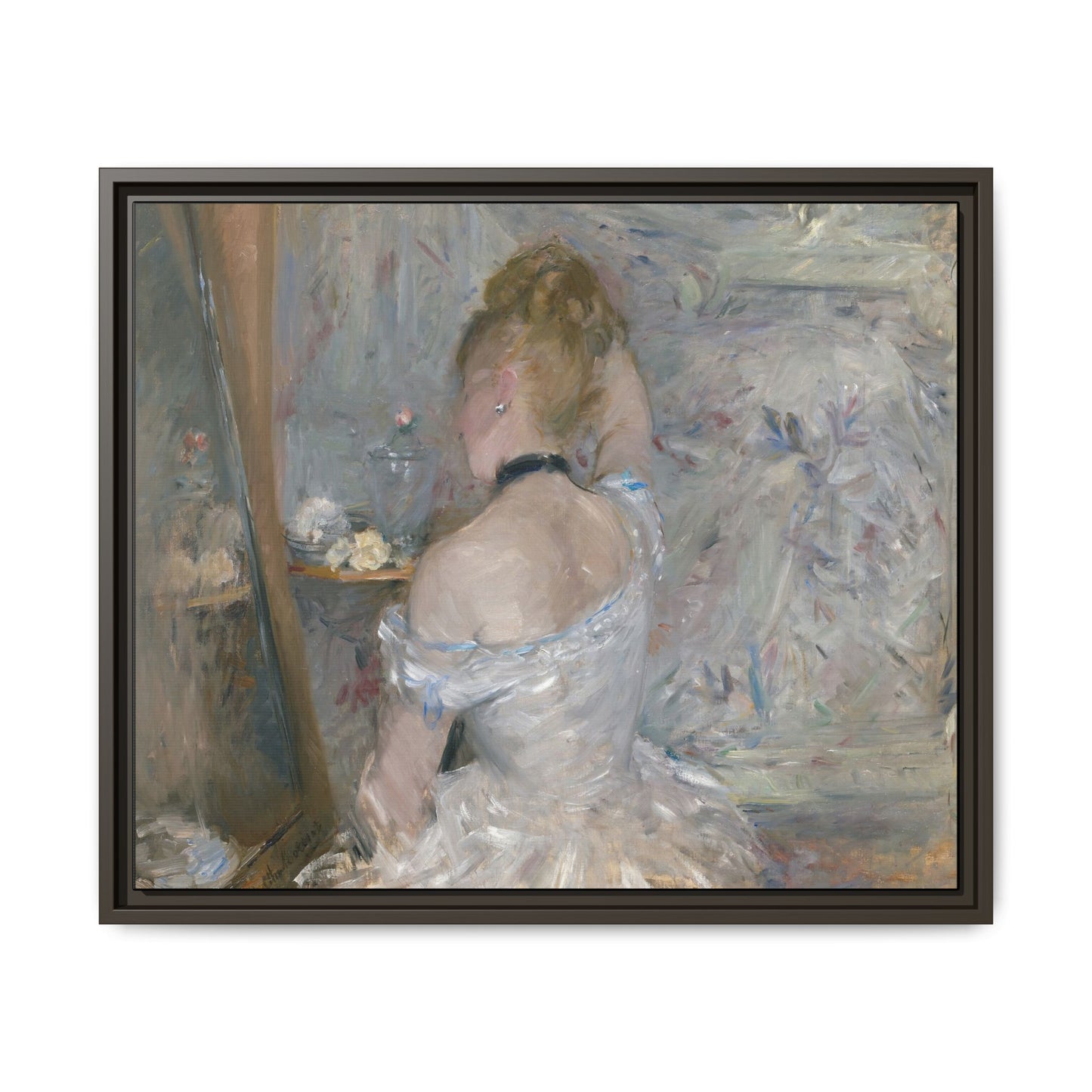 Morisot, Berthe - Woman at Her Toilette (1880) - Matte Canvas, Framed