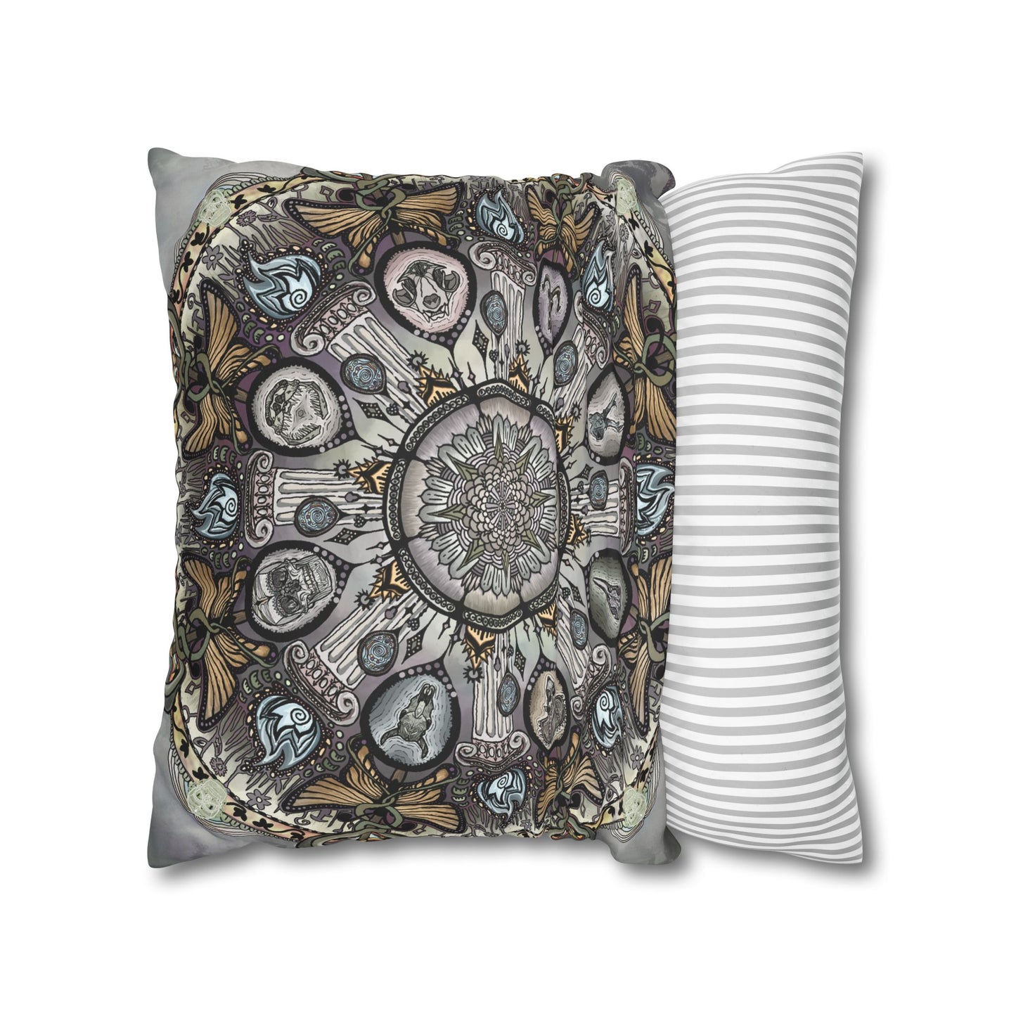 Pacio, Adam - Memento Mori Mandala - Suede Square Pillowcase