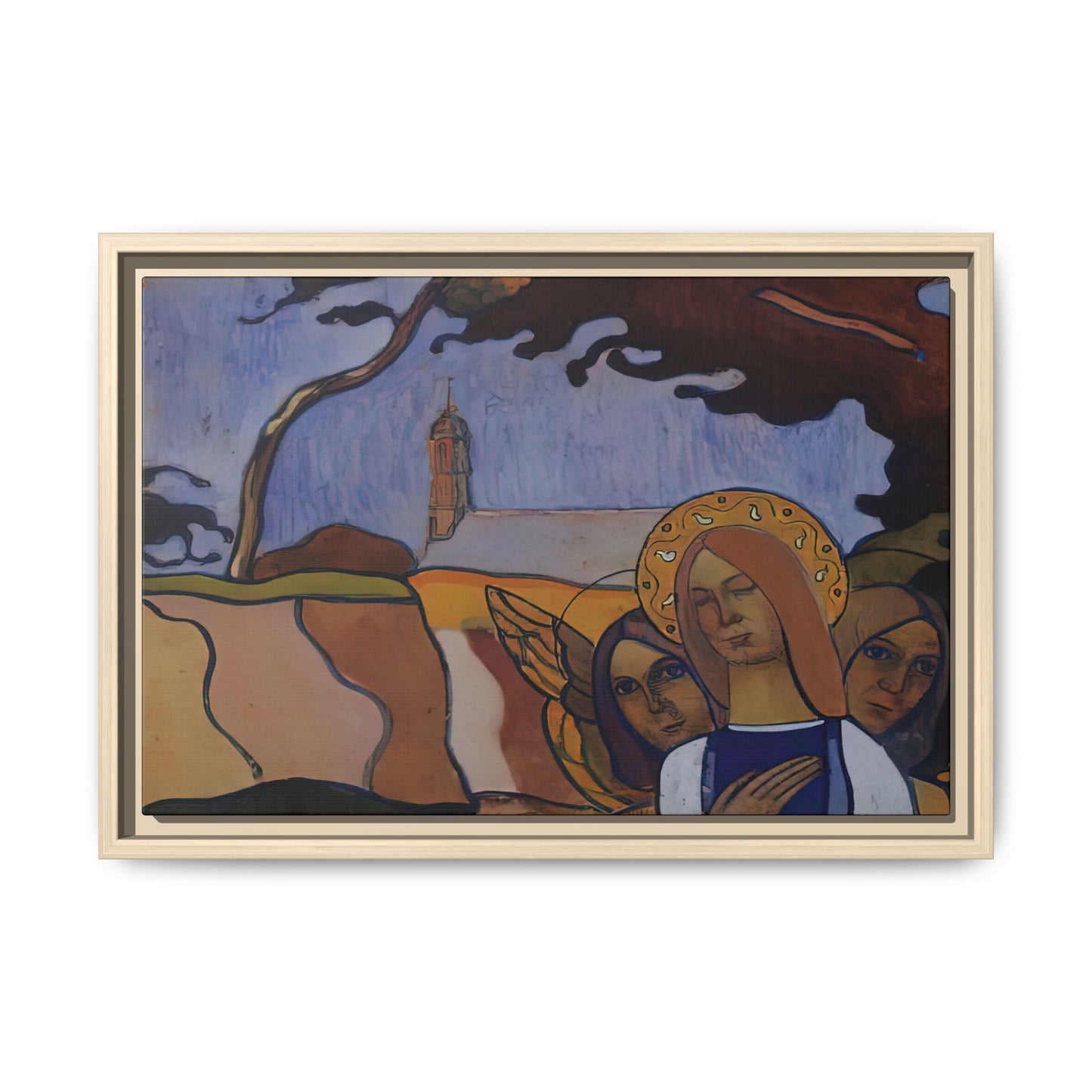 Filiger, Charles - Virgin and Two Angels (1895) - Matte Canvas, Framed
