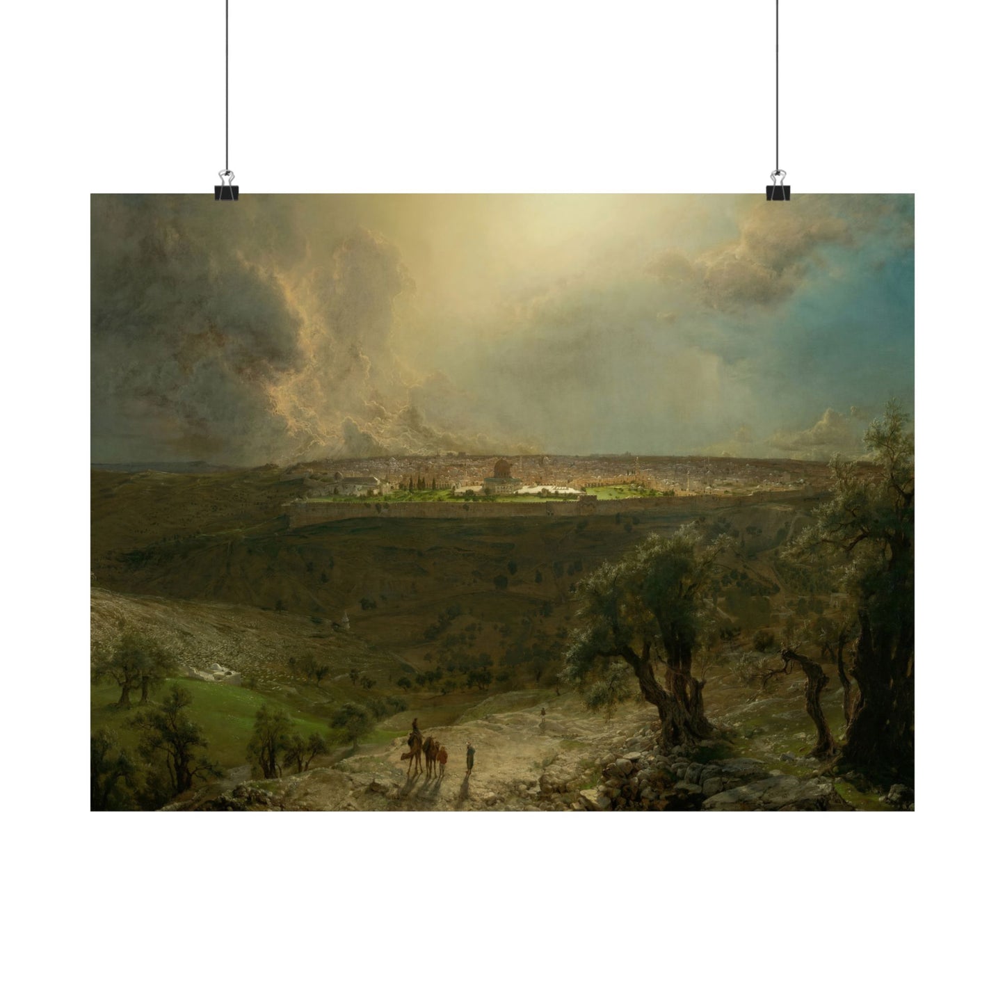 Church, Frederic Edwin -  Jerusalem from the Mount of Olives  (1870) - Satin Posters