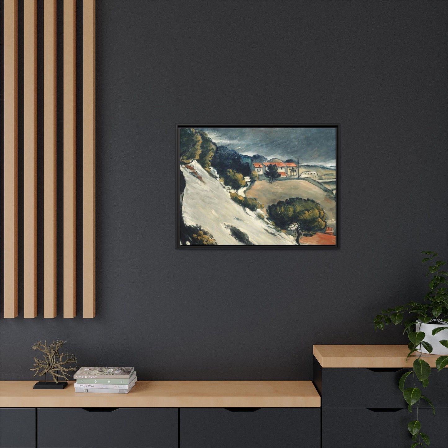 Cézanne, Paul - L’Estaque, Melting Snow (1870) - Matte Canvas, Framed