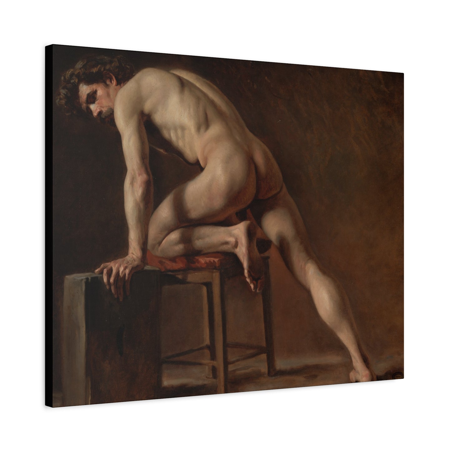 Courbet, Gustave - Study of a Nude Man (1840) - Canvas Block, unframed