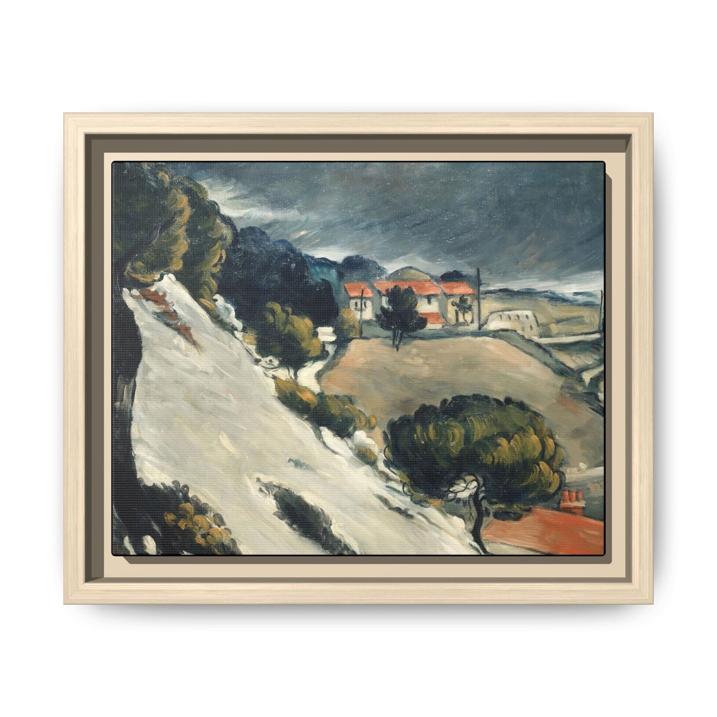 Cézanne, Paul - L’Estaque, Melting Snow (1870) - Matte Canvas, Framed
