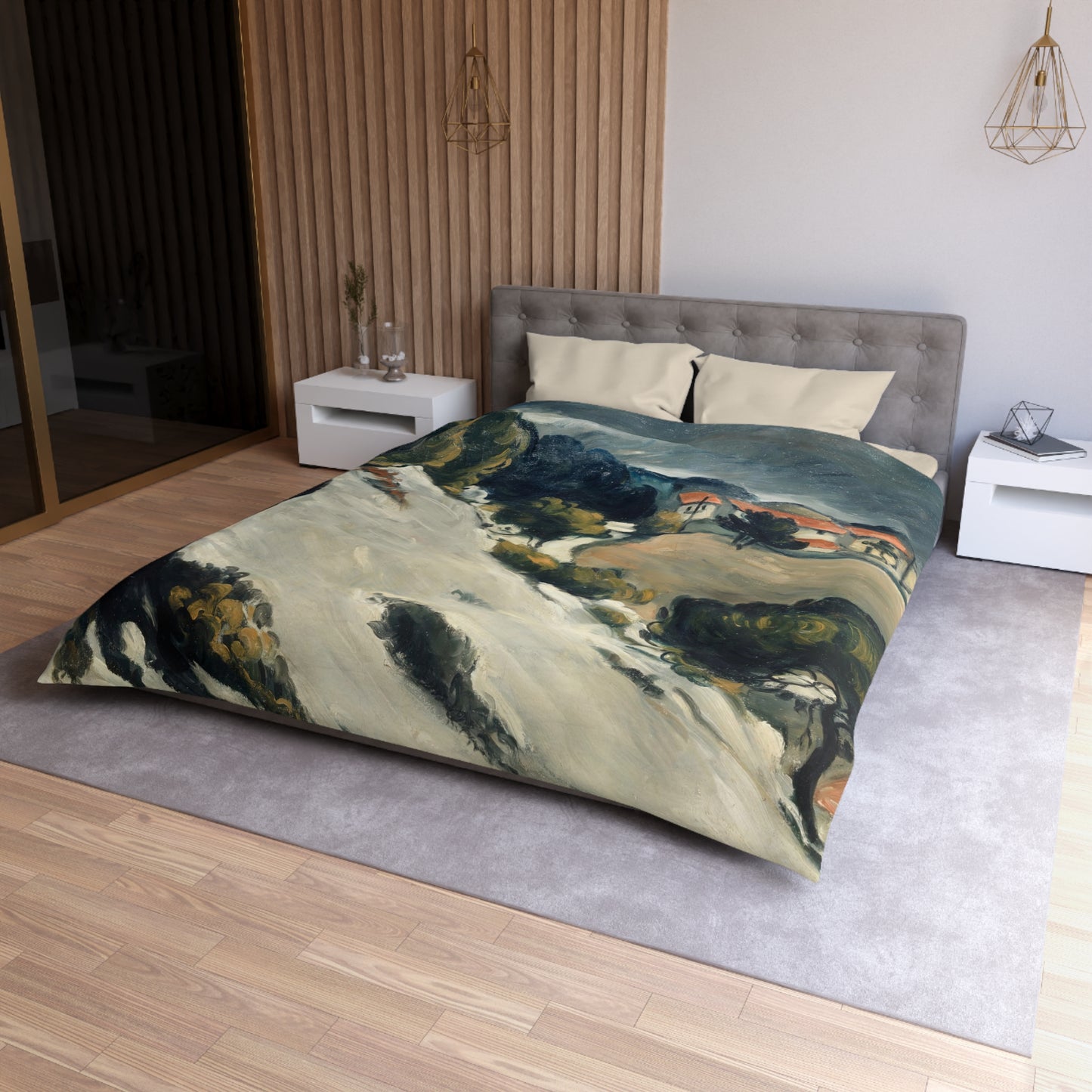 Cézanne, Paul - L’Estaque, Melting Snow (1870) - Microfiber Duvet Cover