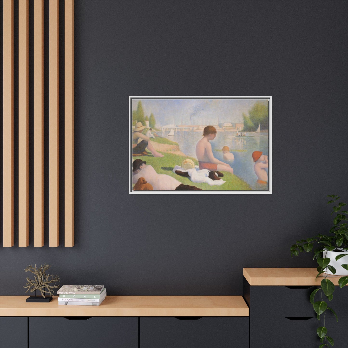 Seurat, Georges - Bathers at Asnières (1884) - Matte Canvas, Framed