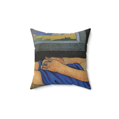 Filiger, Charles - The Recumbent Christ (1895) - Suede Square Pillow