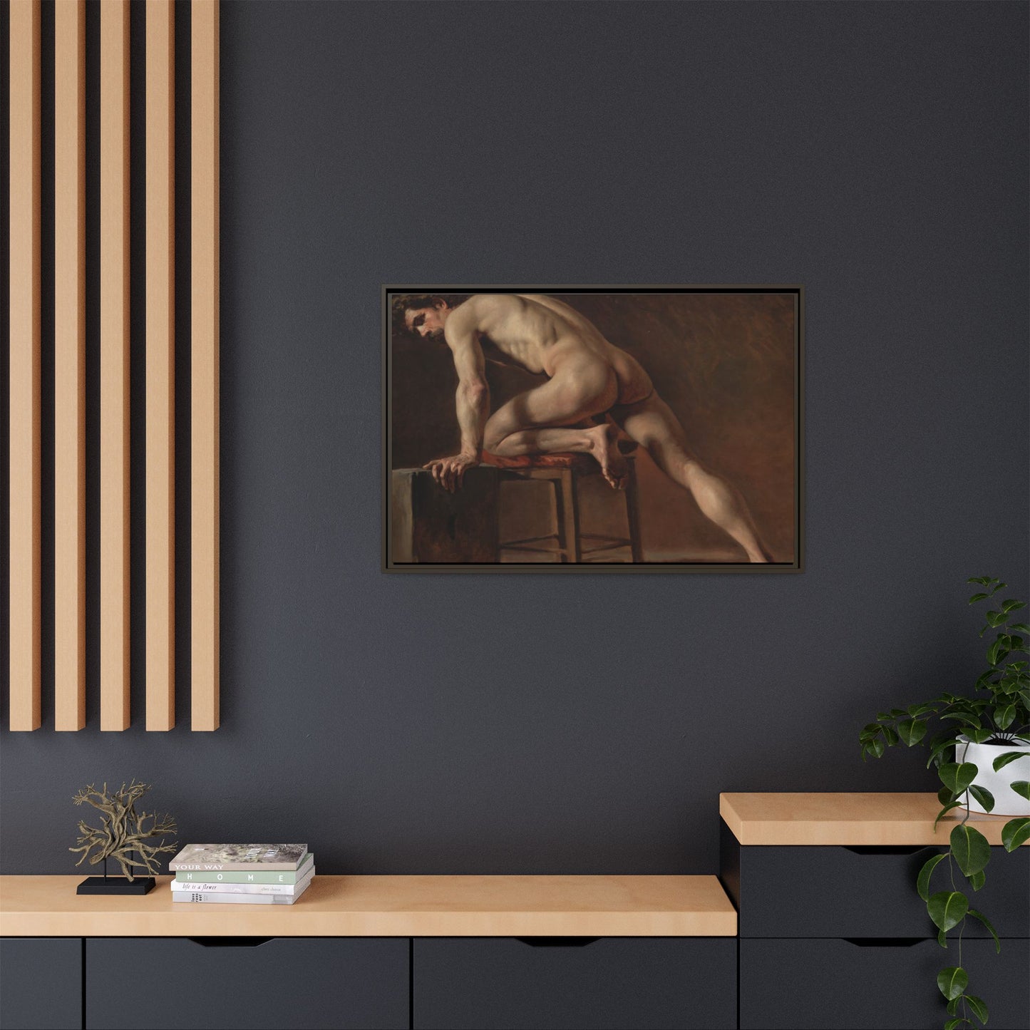 Courbet, Gustave - Study of a Nude Man (1840) - Matte Canvas, Framed